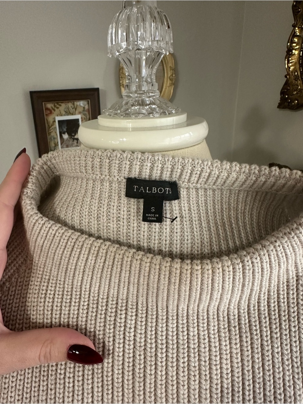 Talbots Cream Knit Sleeveless Side-Tie Sweater Vest - Picture 3 of 5